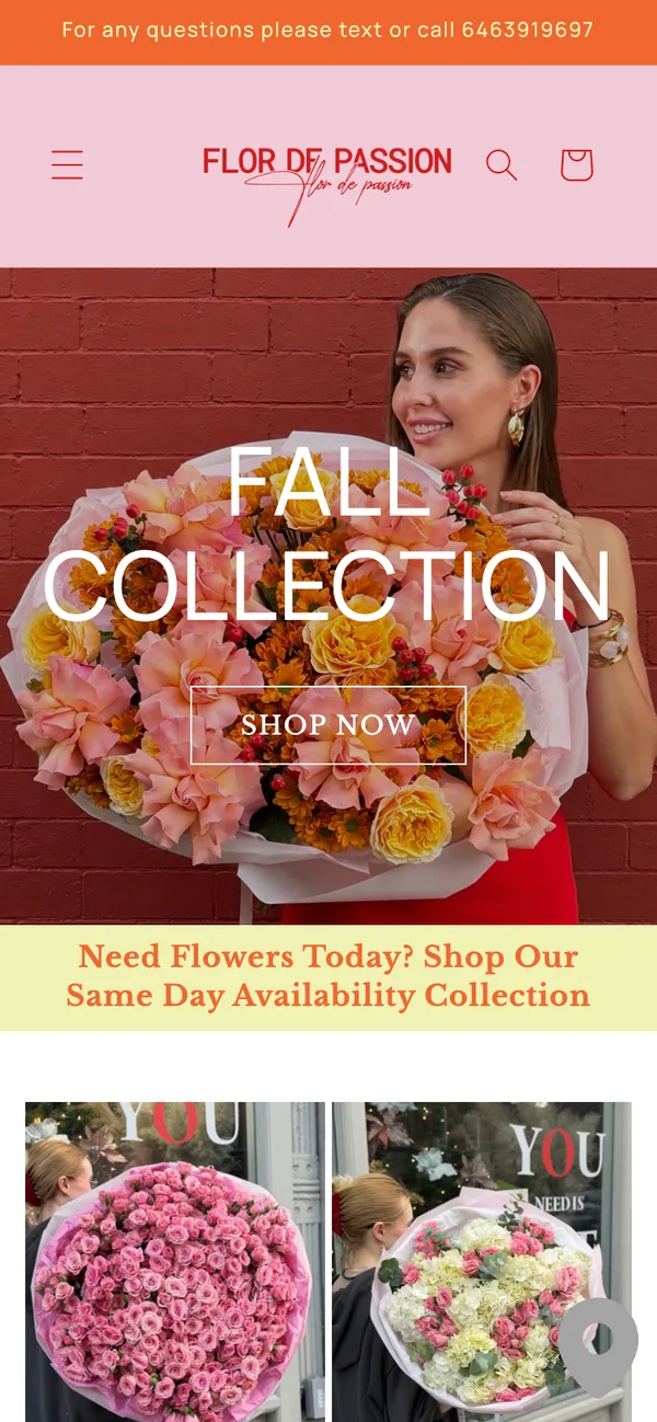 Flor de Passion website on mobile