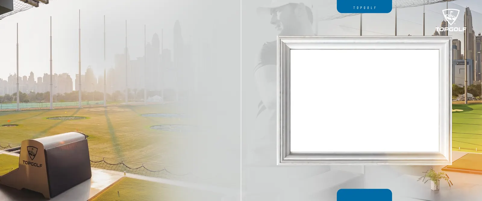 Topgolf photo frame template, light version with the driving range
